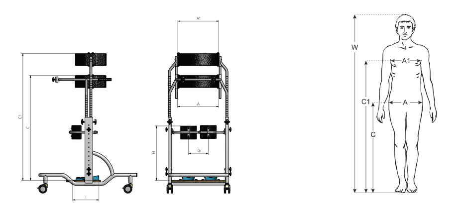 Ghid marimi Verticalizator static Akces-Med Parapion