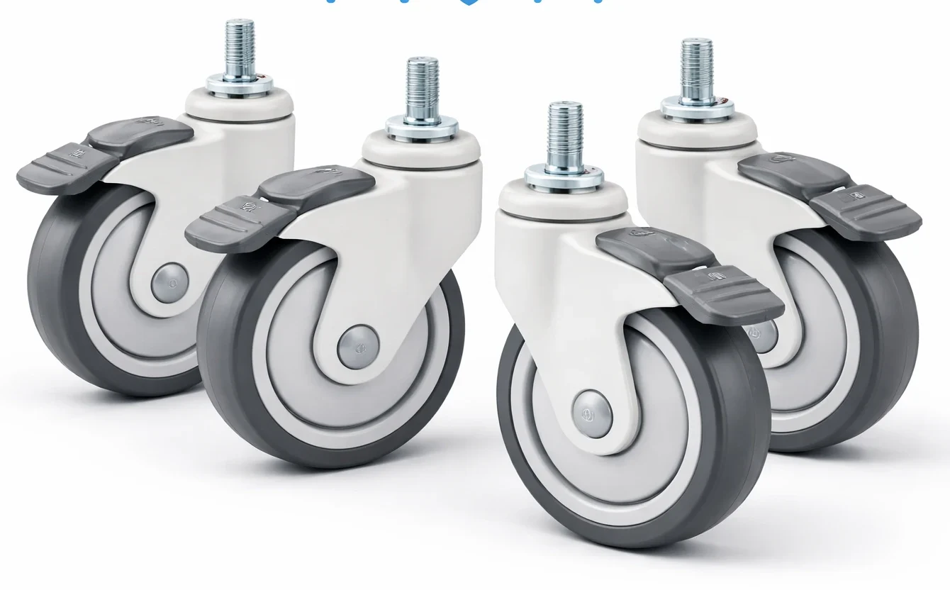 Roți pentru pat de spital set 4 bucăți Cu sistem de blocare