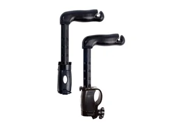 Mânere de sprijin pentru cadru de mers Rifton Pacer. Reglabile pe înălțime și poziție pentru control și stabilitate în timpul mersului asistat.