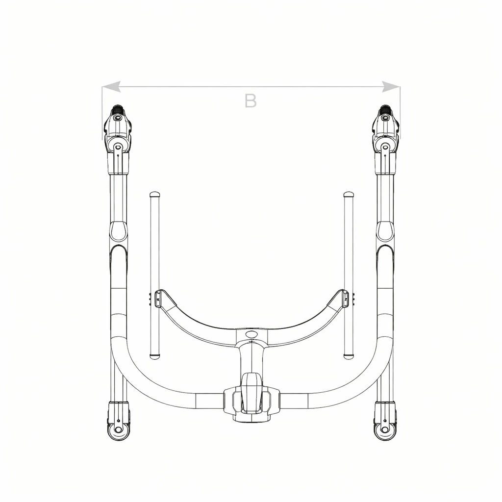 Cadru de mers Rifton Pacer - vedere de sus cu reper dimensional B