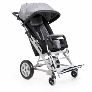 Carucior pentru copii cu dizabilitati Akces-Med Nova Tech Assist echipat cu copertina, abductor, bara frontala si suport cap