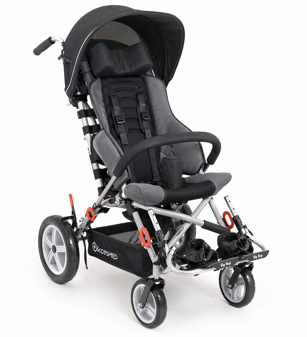 Carucior Ombrelo configuratie Tech Assist cu copertina, bara frontala, abductor si cos de depozitare